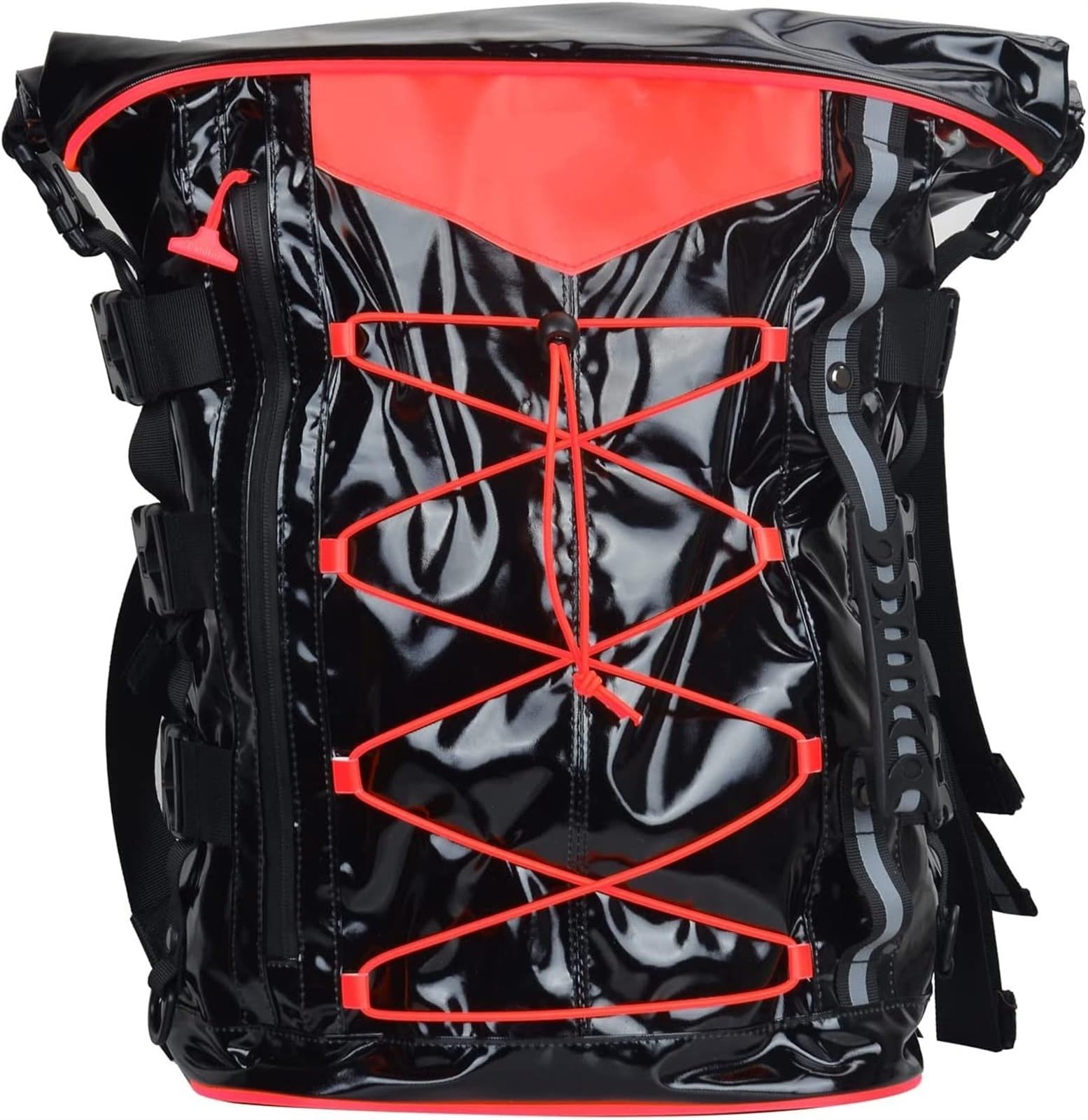 Bolsa Baúl Motocicleta para Sportster para Softail para Dyna 1984-2021 Barra Sissy Motocicleta Bolsas Traseras Mochila Viaje Impermeable Lona Universal(Shining Red)