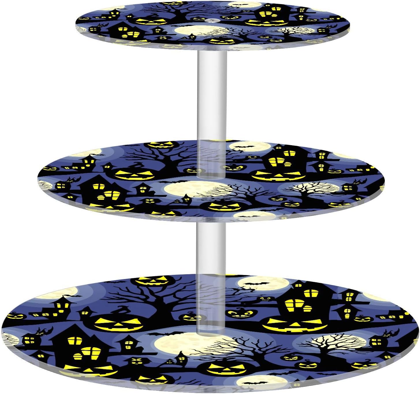 Pumpkin Moon Bats Castle Halloween 3 Tier Acrylic Cupcake Stand, Cupcake Stand for 34 Cupcakes for Weddings, Christmas,Holidays,Parties,Birthday,Printed Cupcake Tower 23301066