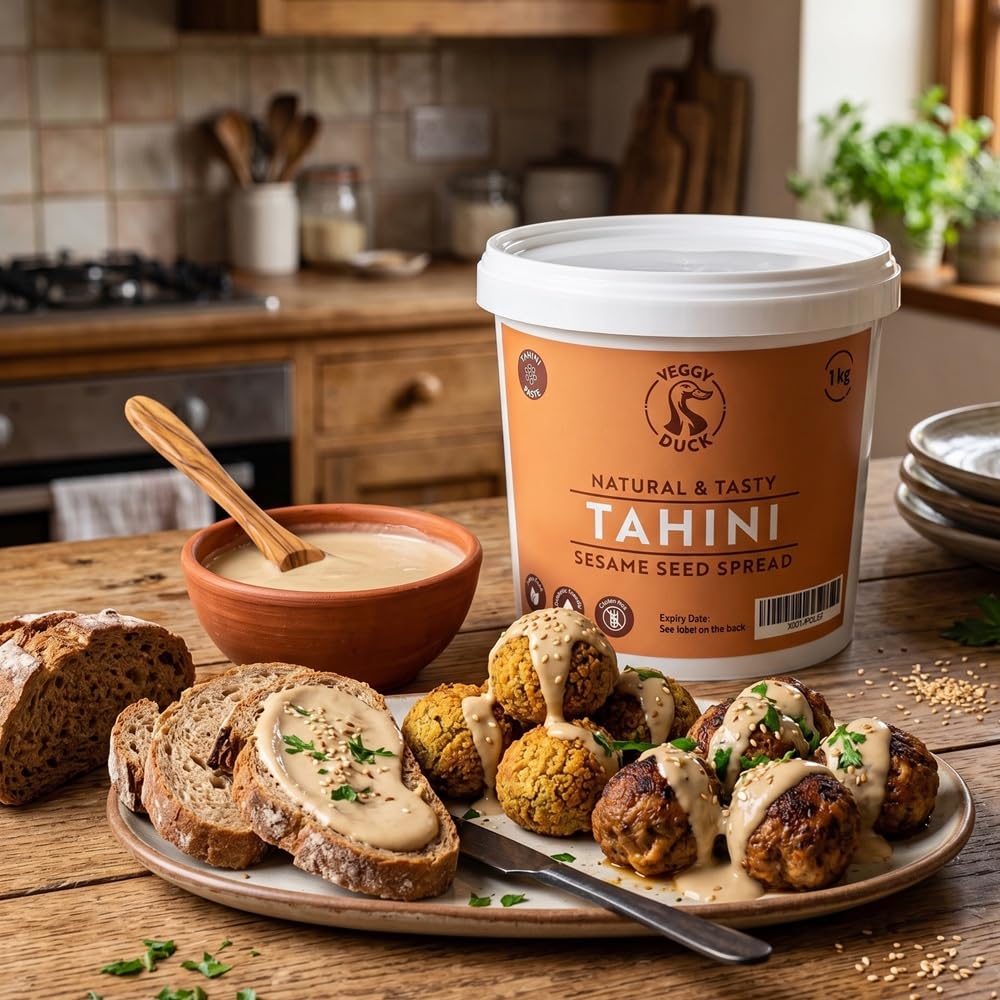 Veggy Duck - Tahini (1Kg) - Graines de Sésame Grillées et Pressées | Naturel | Sans OGM | Végétalien | Idéal pour Houmous