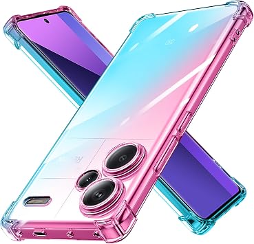 MNYWDSQ Compatible Redmi Note 13 Pro+ 5G Case Clear Shockproof TPU Transparent Redmi Note 13 Pink+Green