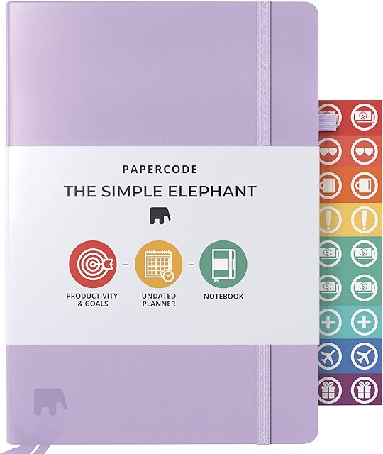 Papercode Daily Planner and Diary 2022-2023 - Undated Day Planner and Appointment Diary w/ Gratitude Stickers - Leatherette Weekly Journal, Academic Study Planner - Lilac