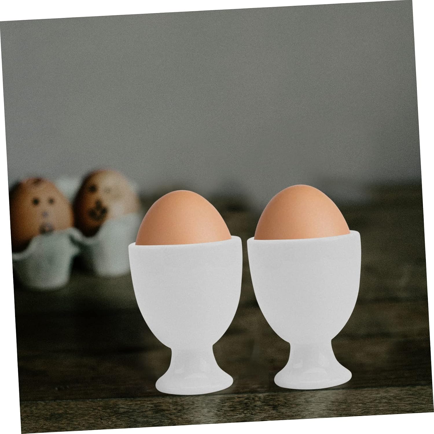 Amosfun 6pcs Ceramic Egg Tray Egg Cup Breakfast Egg Holders Egg Stands Holders for Egg Cups for Egg White Ceramics