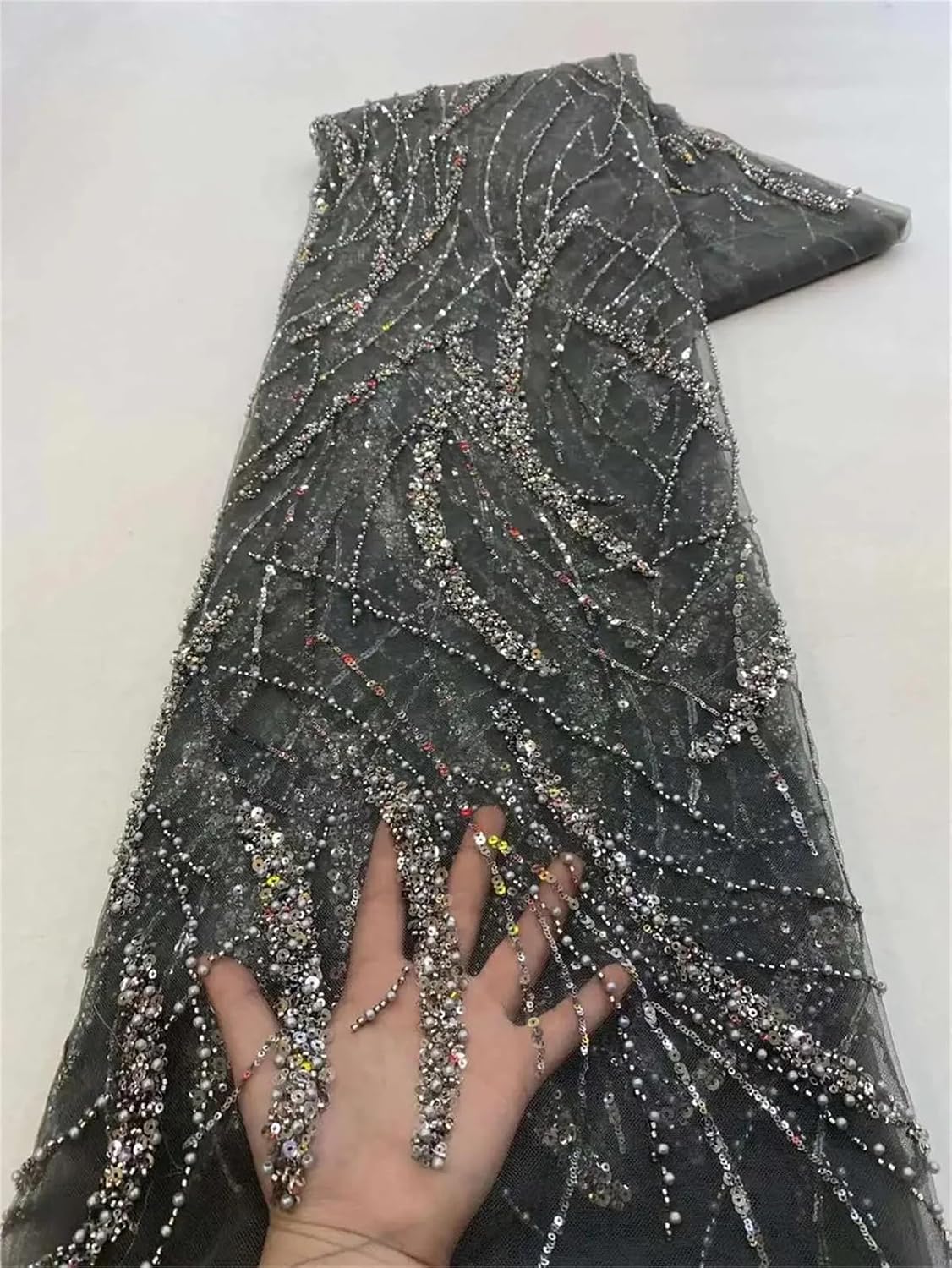 French Tulle Beads Lace Fabric African Lace Fabric 2023 Nigerian Embroidery Lace Fabric for Wedding Sewing