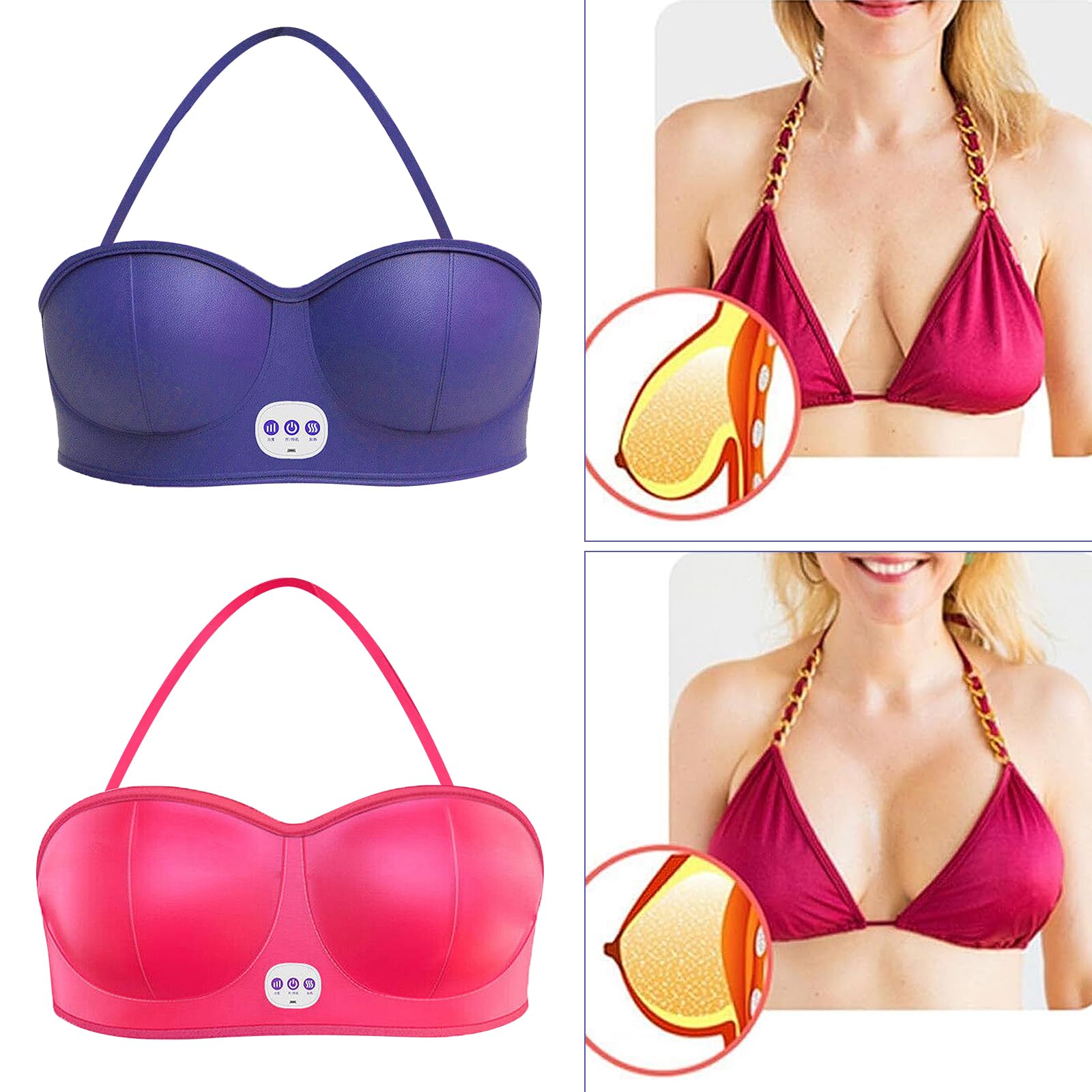 Masseur de poitrine intelligent, sous-vêtement de massage, appareil de massage électrique de la poitrine, appareil de massage de poitrine pour agrandir la poitrine avec fonction chauffante pour