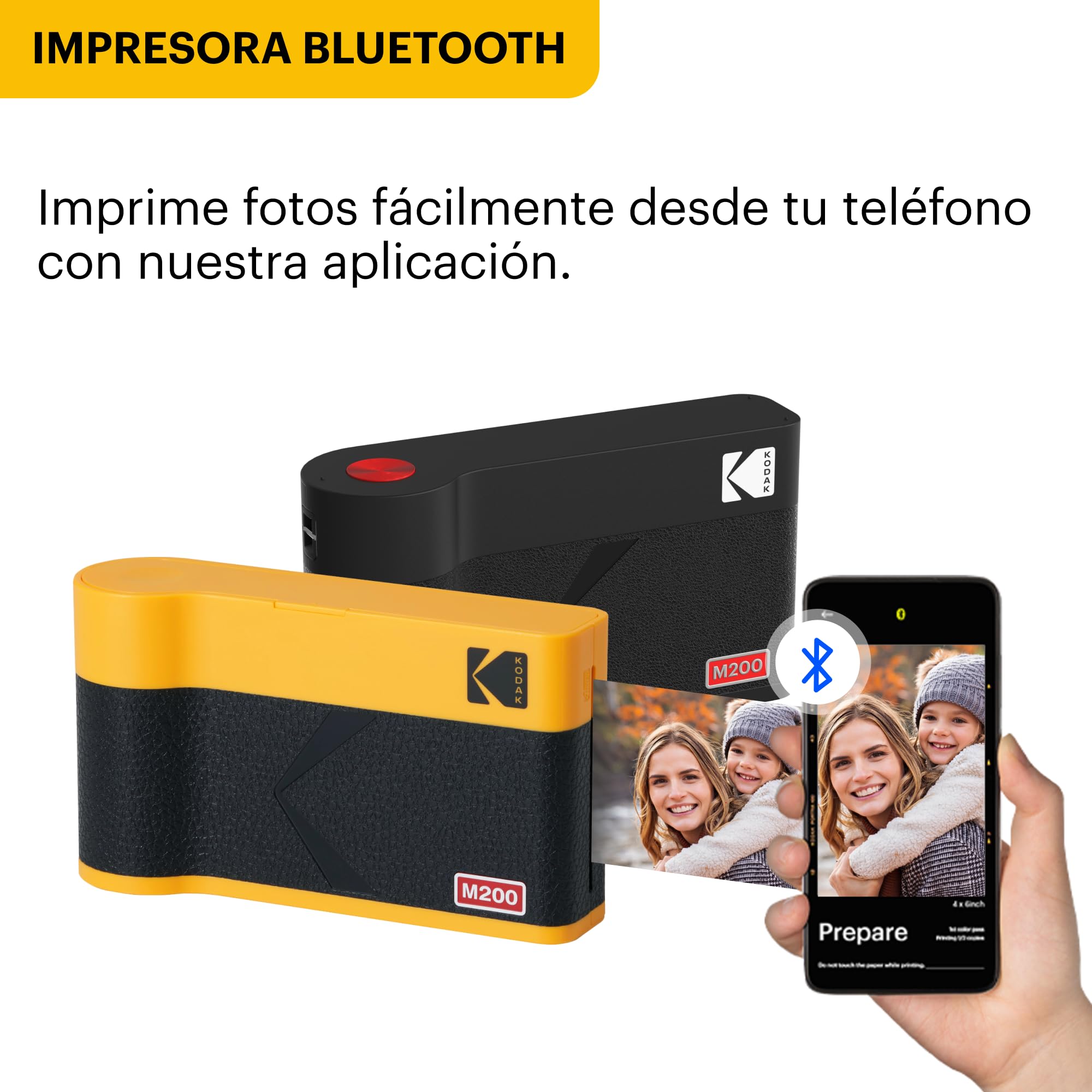 KODAK Mini 2 ERA 4PASS Impresora de Fotos Portátil (5,3x8,6cm) (Impresora + Pack con 38 Hojas (8 Hojas Iniciales + 30 Hojas), Negro)