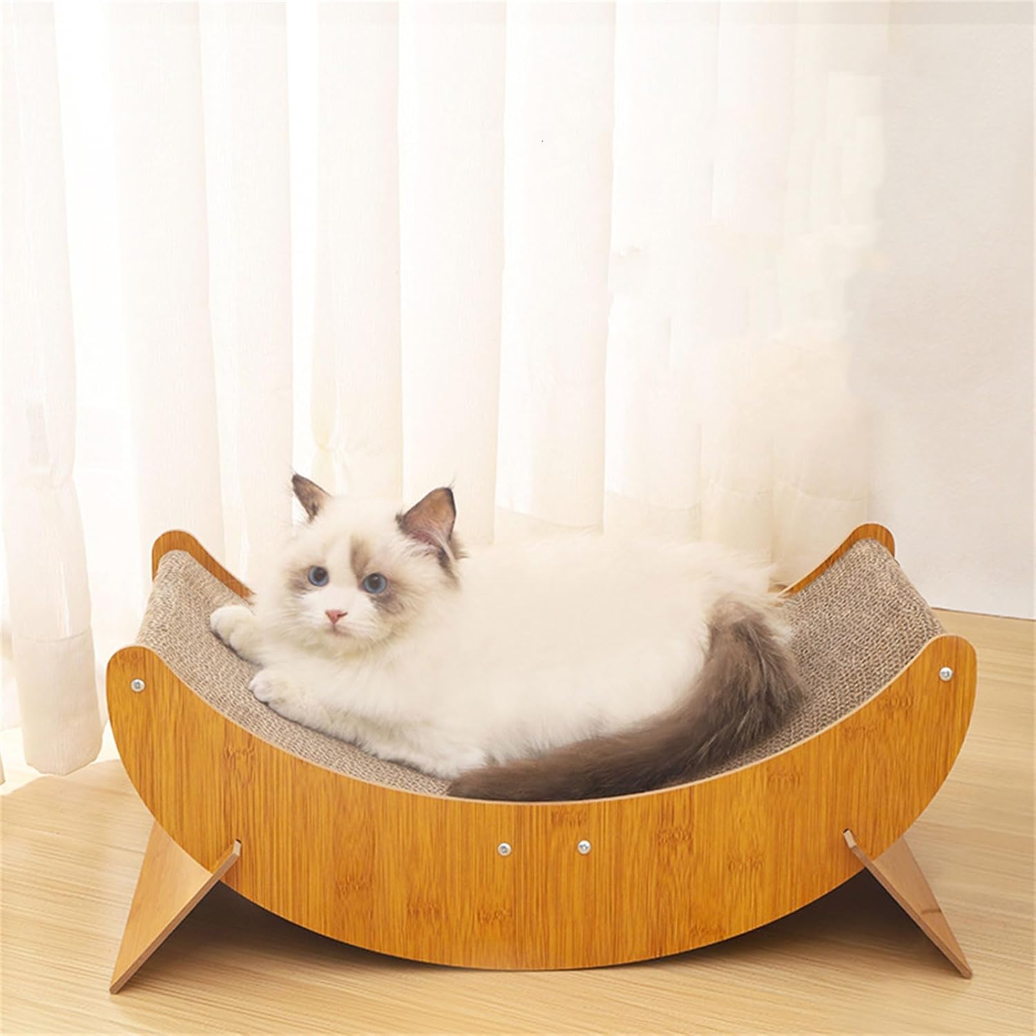 Cat Toys, Cat Toy Toy Protecting Furniture Floor Carpet Couch Moon Shape Bed for Playing and Napping