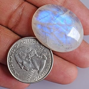 Cabochon rond en pierre de lune arc-en-ciel indien non chauffé de 21