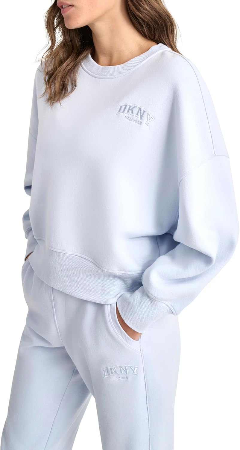 DKNY womens Varsity Embroidered Logo Crewneck Sweatshirt - Image 3