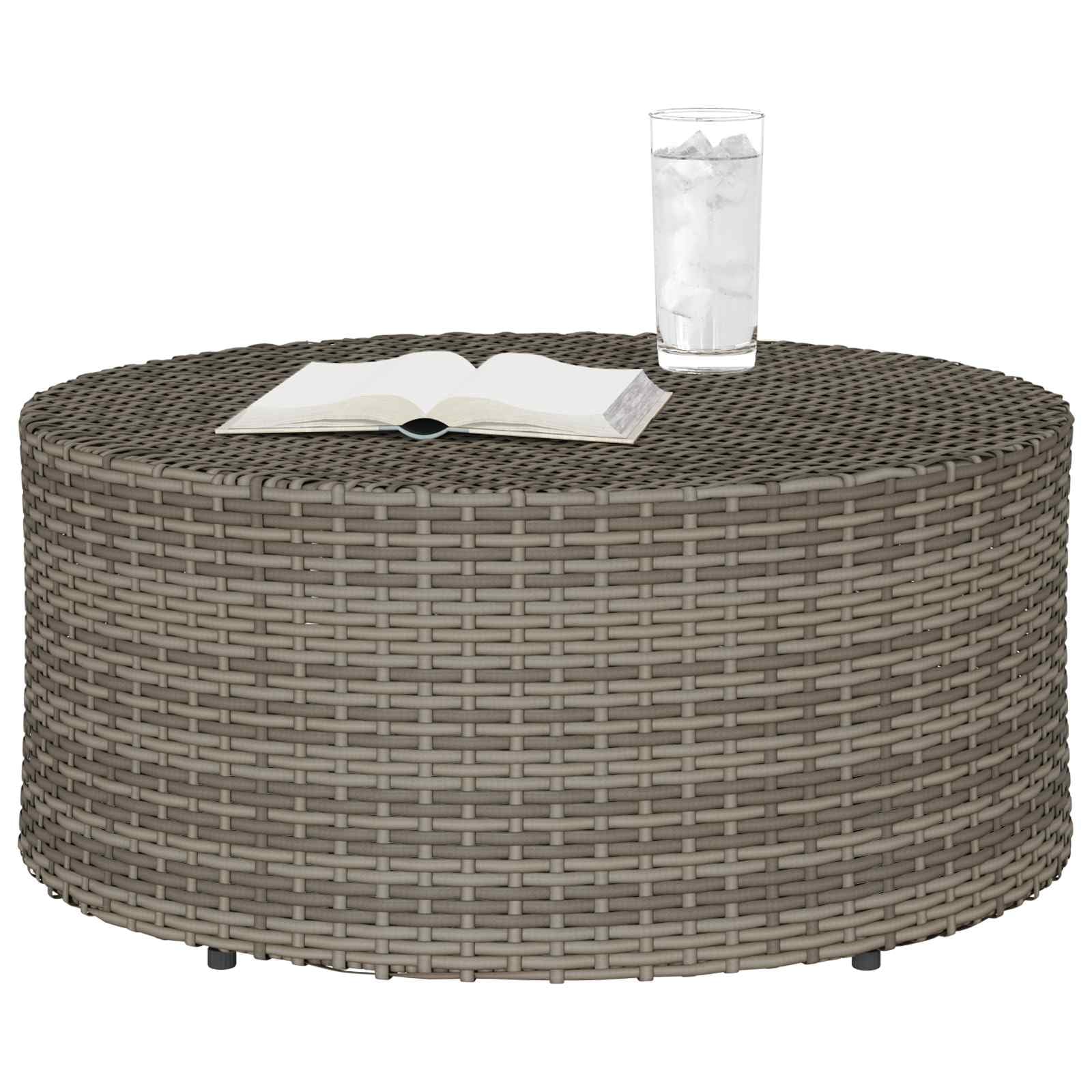 Table basse d'extérieur gris Ø 68 cm vidaXL en polyrotin