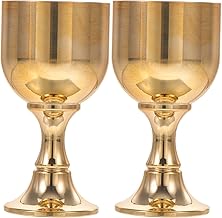 ARTIBETTER Copos de uísque, 2 peças, copo de sacrifício budista, copo de oferta de água, caneca de cálice de cobre adoração de cálice, copo de vinho, estatueta para decoração de templos em casa, mesa, móveis de sala de estar