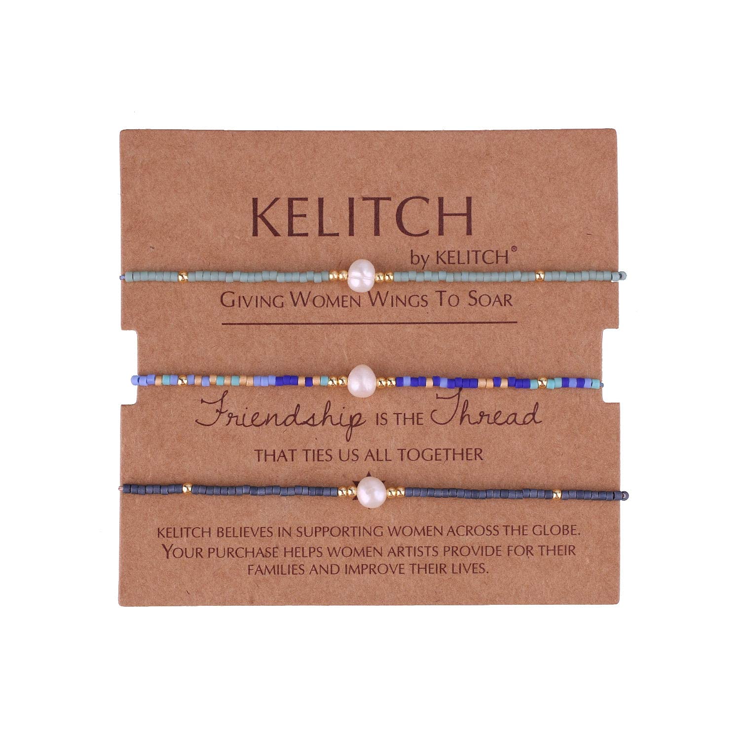 KELITCH Seed Bead Armbänder Freundschaft Bunte Perle Kristall Strang Armbänder Einstellbare Charm Armreifen