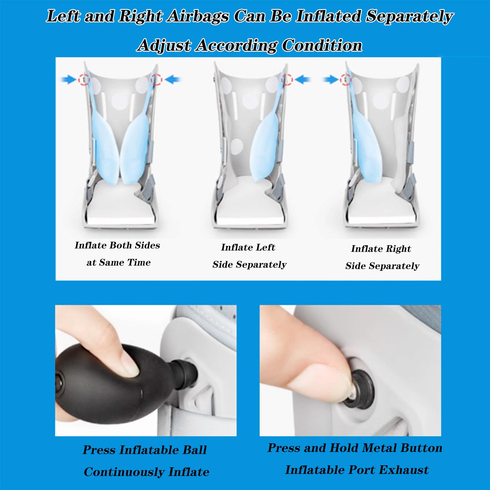 SFKLYU Inmovilizador Ortopédico para Dormir, Bota Inflable para Caminar, Férula Nocturna para Fascitis Plantar, Ideal para Lesiones de Esguince de Tobillo O Pie y Bota para Fracturas,B Left,L