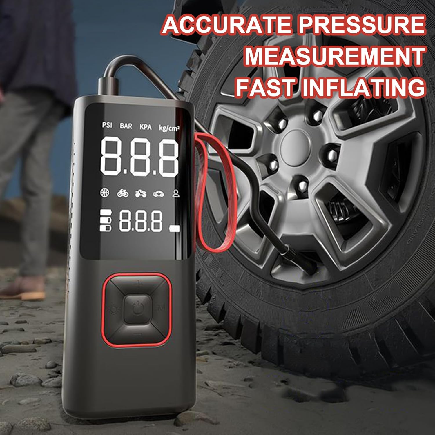 Versatile Electric Pumps with Digital Display & LED Lighting Travel Friendly Air Pumps Upgrades for Car Tires Bicycles