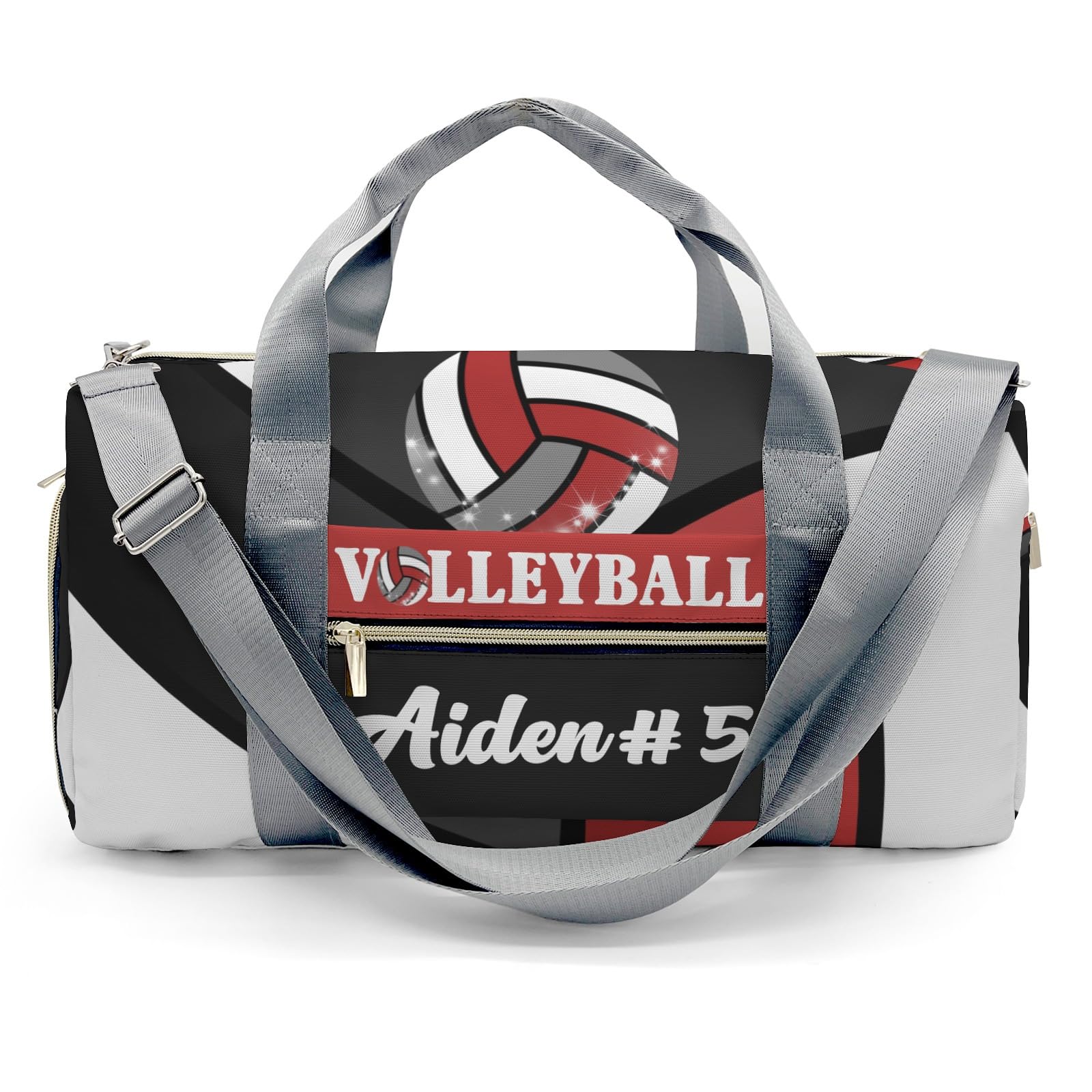 XOZOTY Personalized Red Volleyball Duffle Bag with Name for Women Girl Custom Travel Perform Training Bag