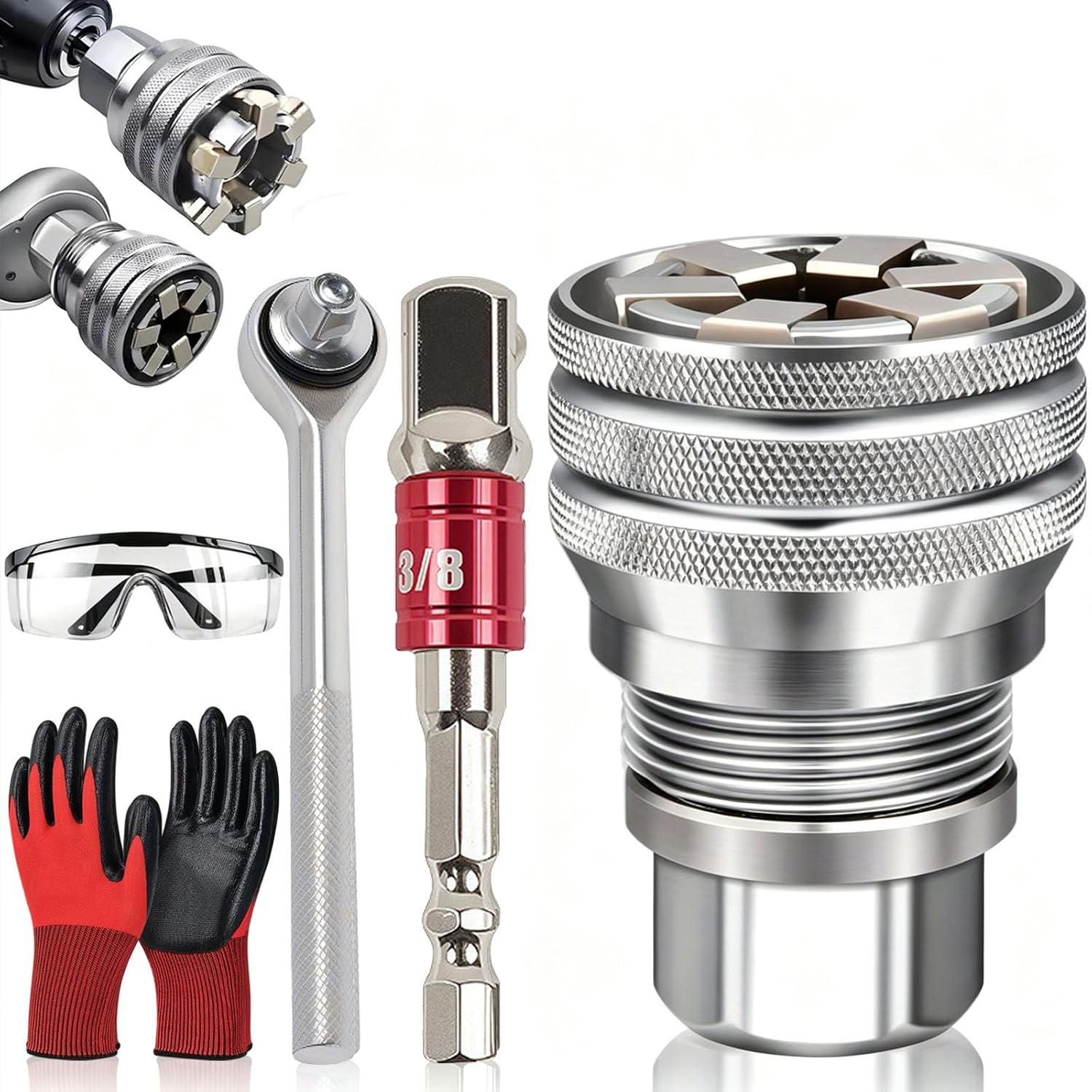 10-19mm Adjustable Universal Socket Wrench, 2026 New Multi-Function Universal Socket Wrench Tool, Universal Maintenance Tool for 3/8" Drive Ratchet Torque Power Drill (1Set-B)