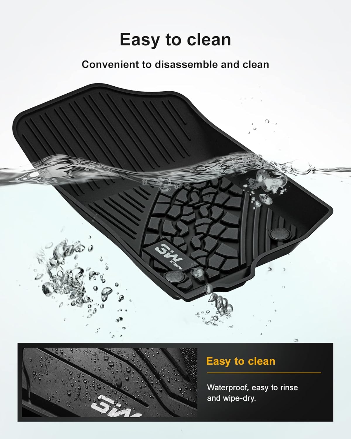 3W Floor Mats Compatible for Jeep Gladiator 2020-2024, TPE All Weather Custom Fit Floor Liner for Jeep Gladiator,1st & 2nd Row Full Set Car Liners with Grey Logo, Black - Image 7