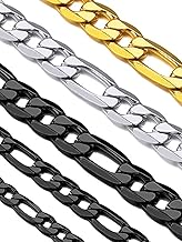 Suplight Chaîne pour Homme Maille Figaro 1+3 Acier Inoxydable-Largeur 4/6/9mm- Chaine Figaro femme Taille 46/51/56/61/66/71/76cm