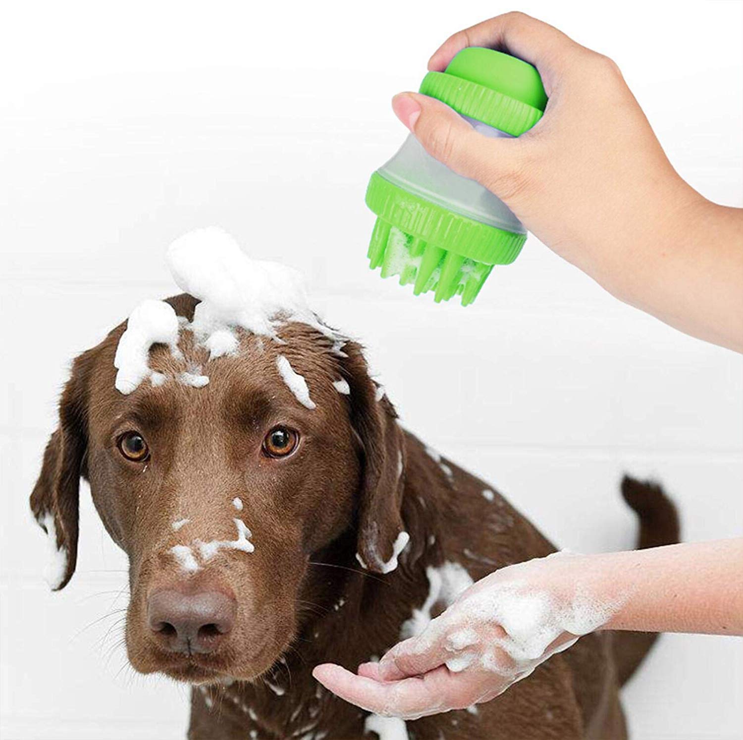FosCadit Pet Dog Cat Bath Brush Massage Brush Soap Foam Bottle Brush Shampoo Dispenser Shower Brush Scrubber with Removable Washing Comb(Multicolor) (B089SQFJD1) Amazon Price History, Amazon Price Tracker