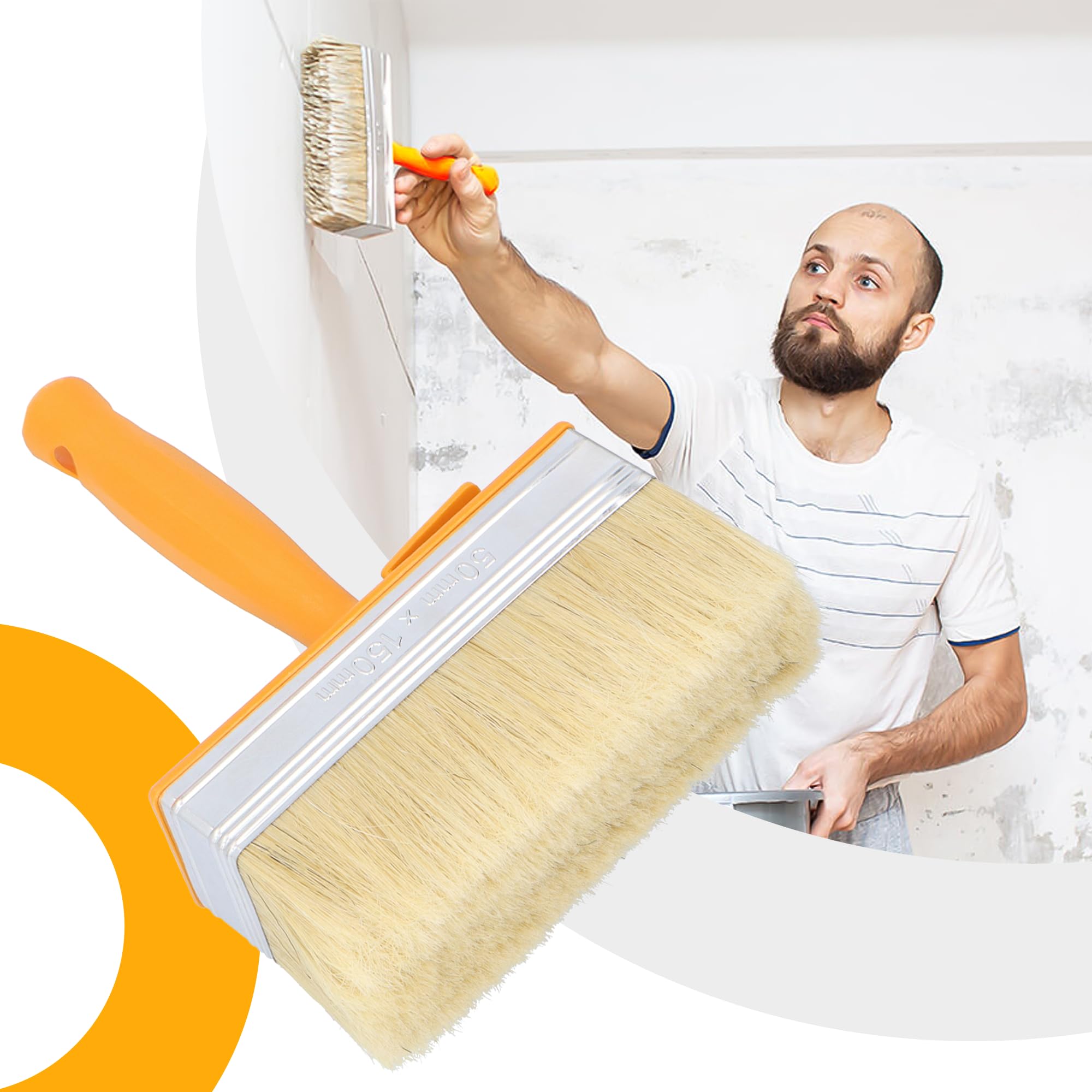 10x Pinceau De Peinture Plate 150 mm | Brosse Pinceau À Enduit Brosse À Laque Pinceau pour Meubles Mur Terrasse Teinture Murale Mobilier Clôture Bois Revêtement