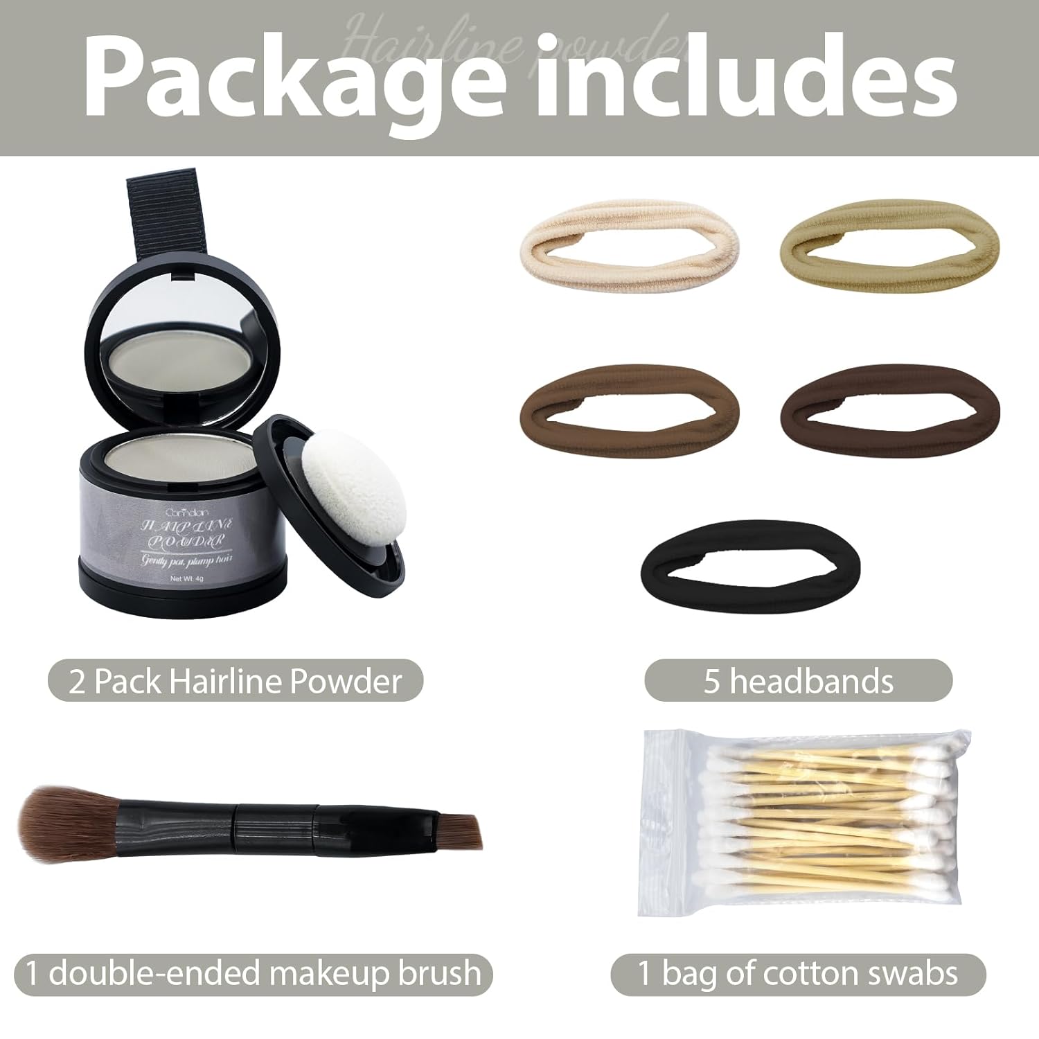 2 Pack Hairline Powder for Women and Men, Used to Root Touch Up Hair Color, Thinning and Gray Hair Coverage and Bald Spots Coverage, Light Gray - Image 5