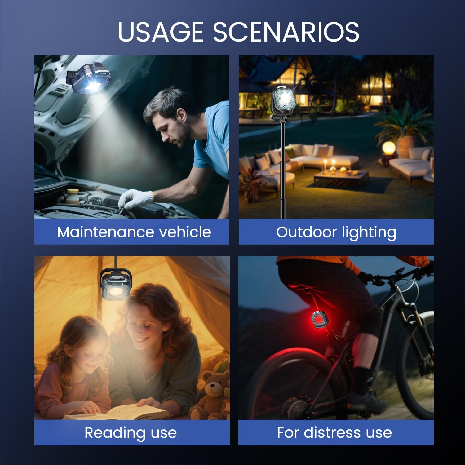 Rechargeable Magnetic Work Light, 500 Lumens Floodlight 1200 mAh LED Portable Lamp, 2.9 Oz Mini Supersmall for Emergency Nighttime Auto Repair, Birthday Gifts for Husband and Father, Grey - Image 9