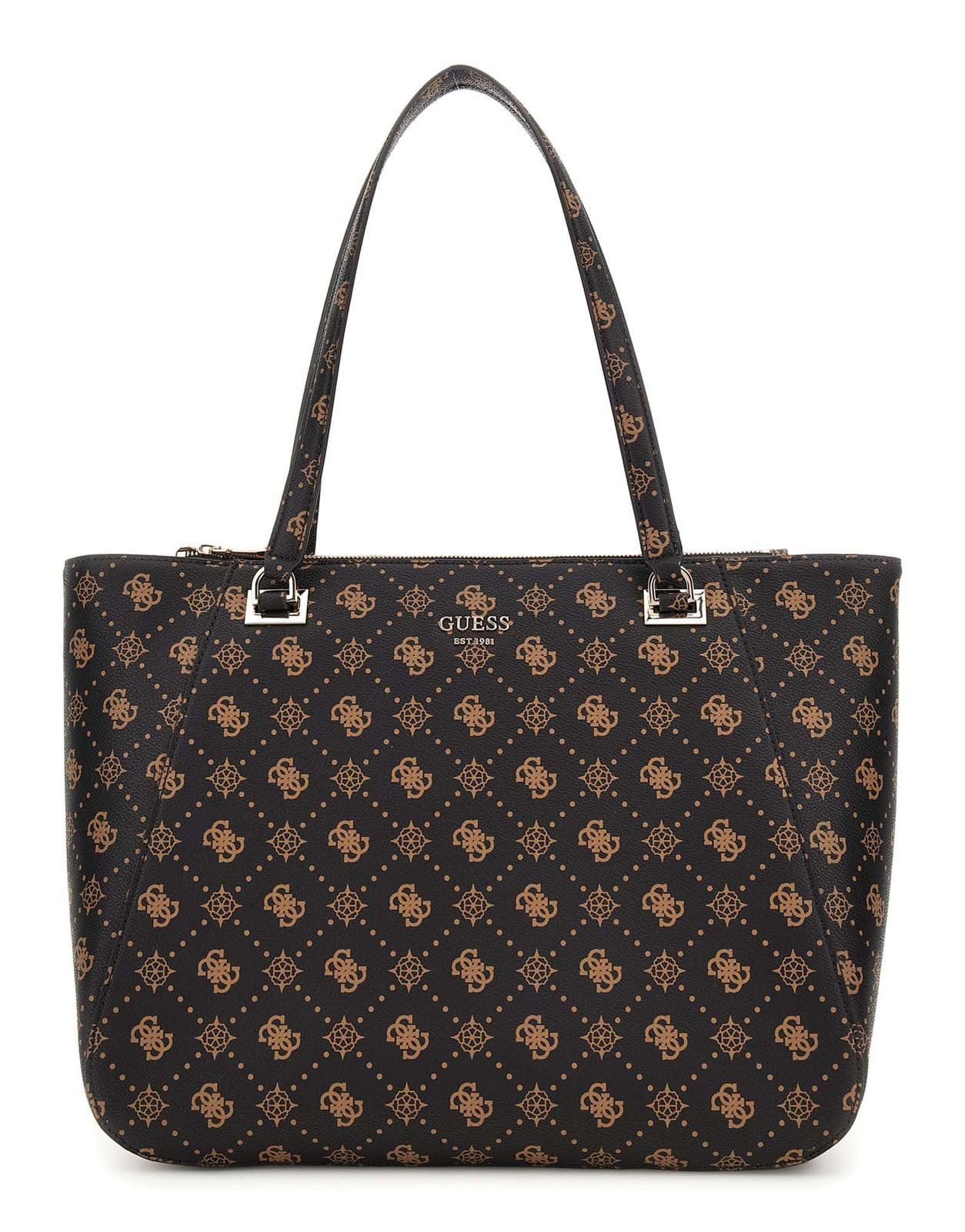 GUESS bolso shopper con compartimento para portátil Calebra Tote Bag Espresso Logo marrón oscuro