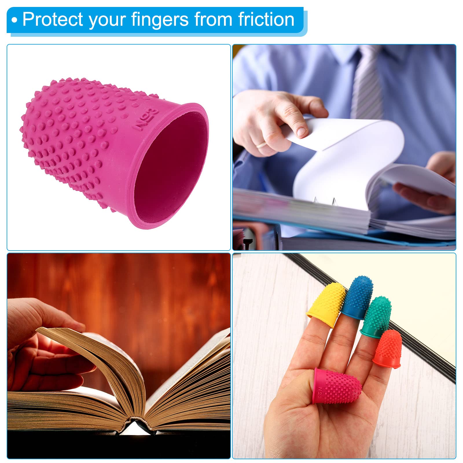PATIKIL Goma Dedo Puntas Silicona Pulgar Protector Cubiertas 10 Pieza XL Rosa Rojo