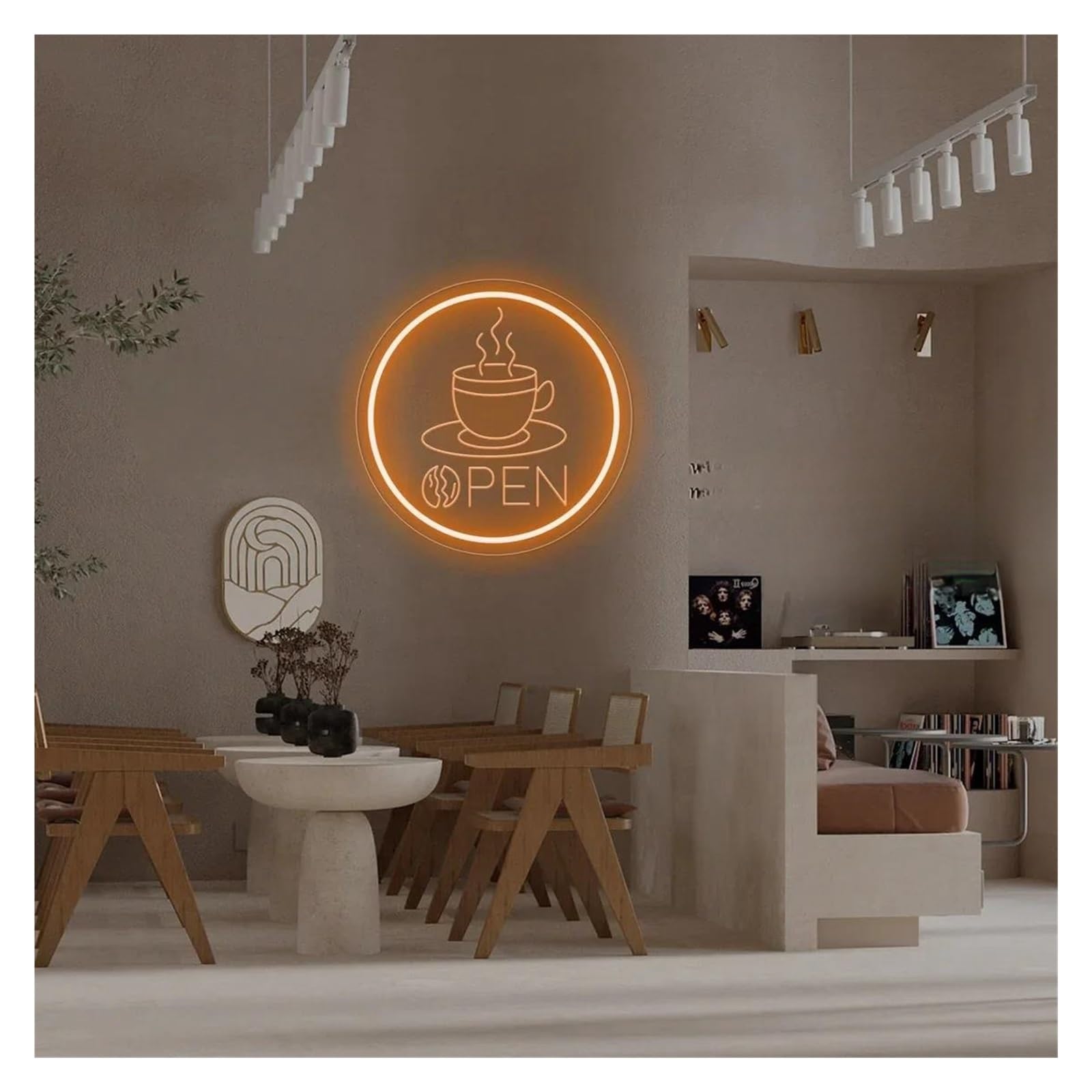 LEMST Signs Lamp Open Neon Sign, Coffee Open Neon Sign for Bar Or Coffee Shop, Business Open Sign(C,30cmx30cm)