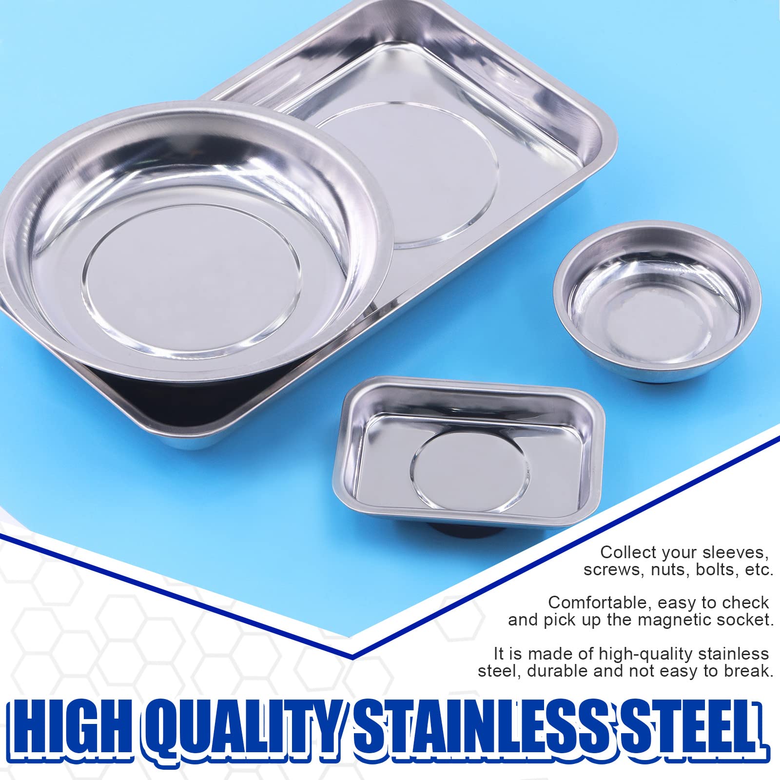 GLARKS Vassoio Magnetico per Utensili da 5 Pezzi con Strumento Magnetico per Parti, Prese, Viti, Dadi, Bulloni, Utensili in Metallo