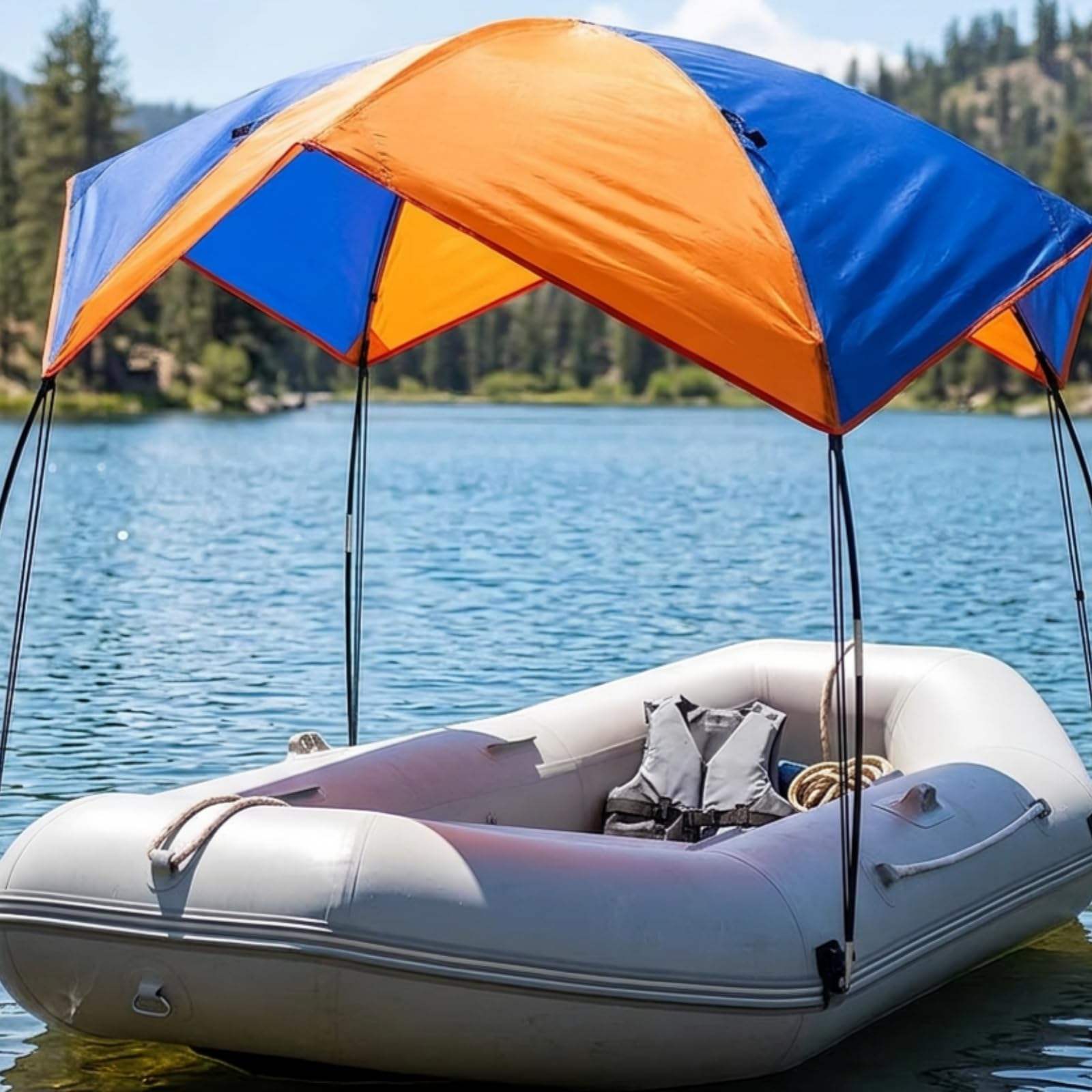 Tettuccio per Barca con Ganci Pieghevole, Size to 2 | Bimini Top, per Lago, Diportisti, Pescatori