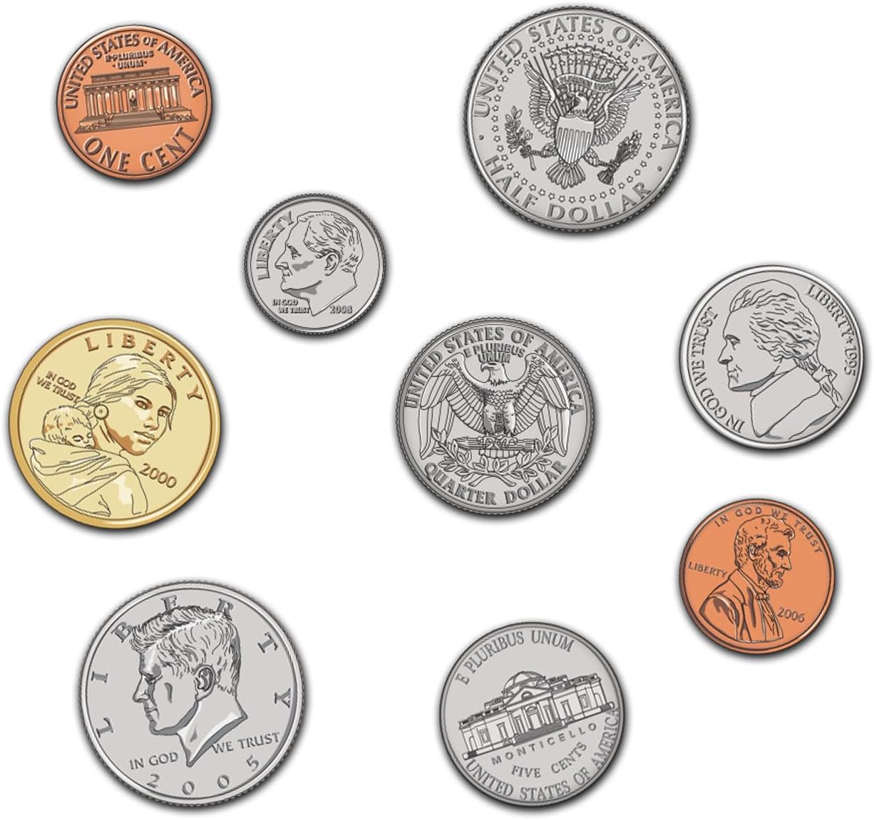 EAI Education Jumbo Magnetic QuietShape Foam Double-Sided Coins - Set of 37
