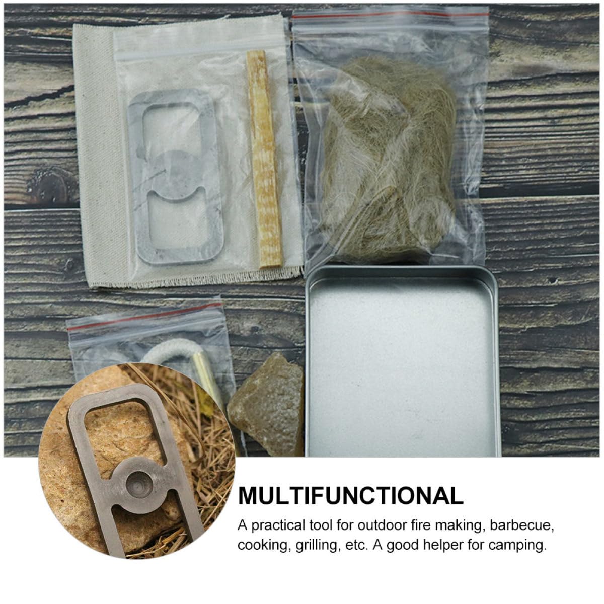 Kit de Encendedor de Fuego para Campamento, 1 Set, Algodón y Metal