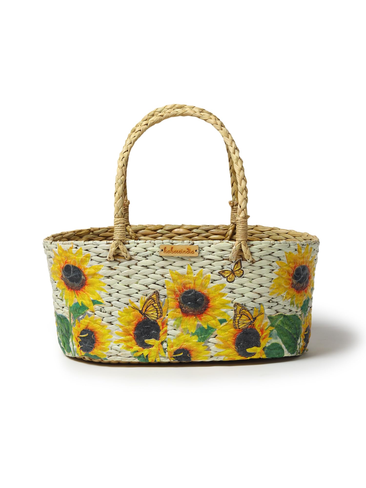 Habere India-All the Cultures Fabricating India Wicker Hamper Basket | Bamboo Basket | Cane Gift Hamper Baskets | Seagrass Shelf Organiser | Decorative Fruit Baskets (Design 05; L33 x W19 x H15 cm) — Amazon image 9