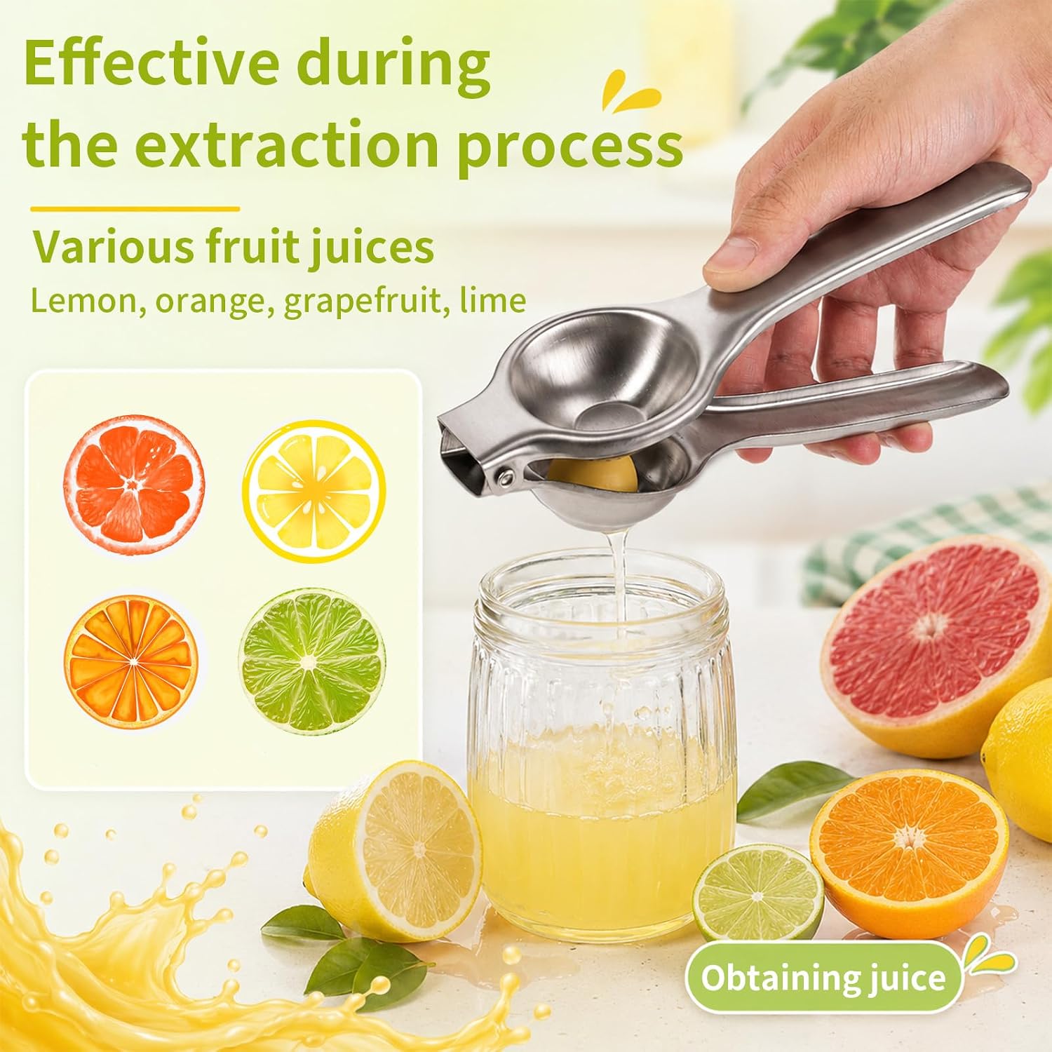 NQEUEPN Lemon Squeezer, Stainless Steel Manual Citrus Juicer