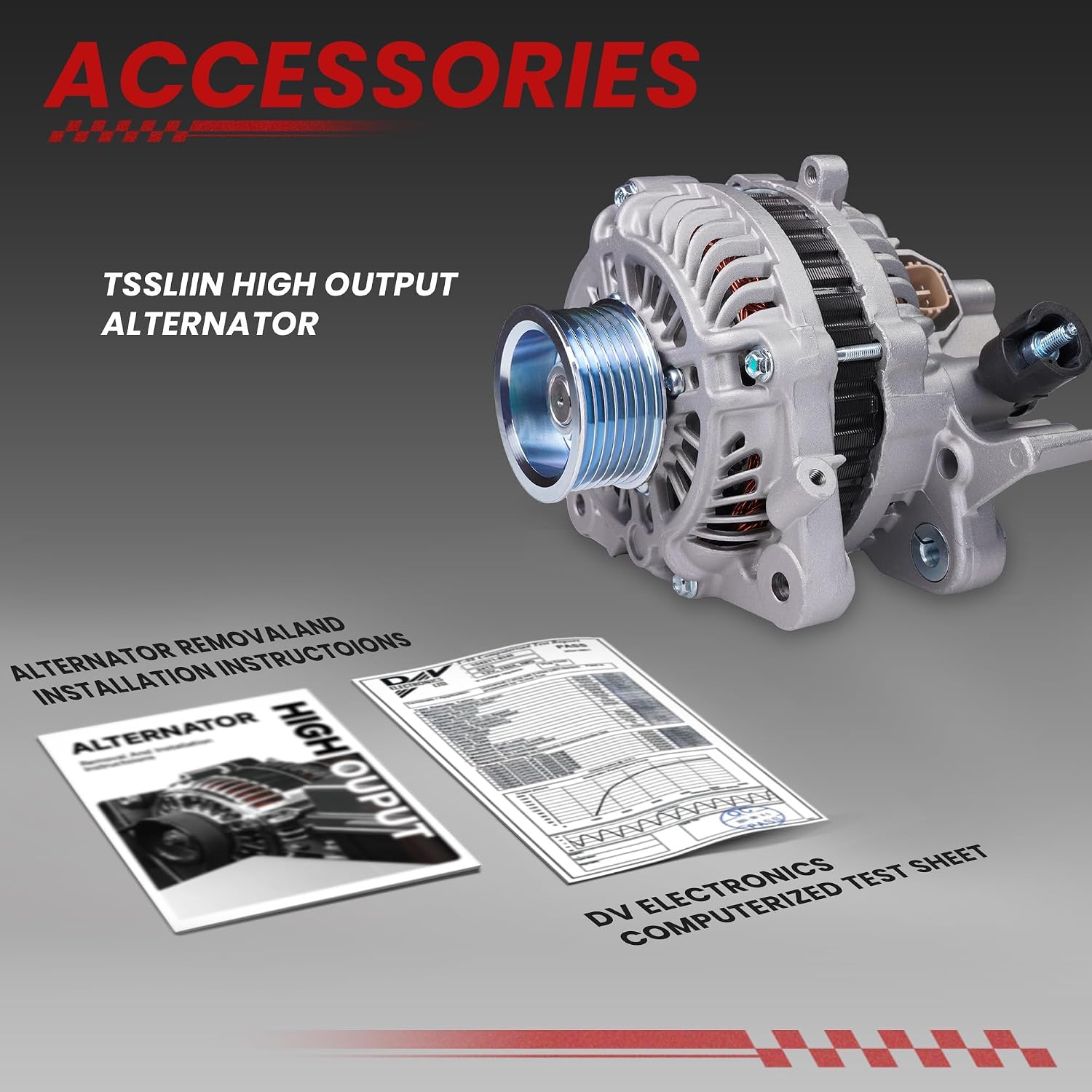 High Output Alternator for/HONDA Civic DX EX GX LX 2006 2007 2008 2009 2010 2011 1.8L L4, Civic EX-L LX-S 2009-2011 1.8L L4, 80Amp 12V 7-Groove Pulley, OE Replacement# 31100-RNA-A01