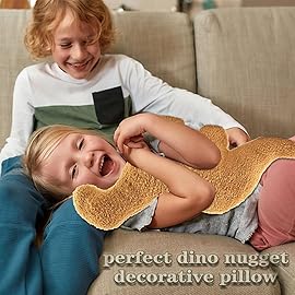 NXCHIZS Dino Nugget Pillow Plush, Funny Chicken Nugget Plushie Birthday Gift, Dino Decorative Throw Pillow for Kids Room Decor, Dinosaur Stuffed Animal Idea Birthday Gift for Teens Kids and Adult