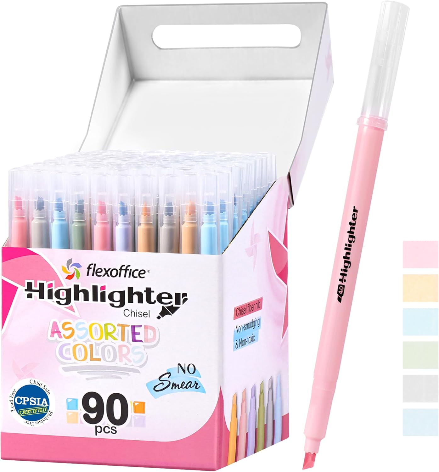 FLEXOFFICE 90 Count Bible Highlighters No Bleed Through, 6 Morandi Colors, Muted Pastel Highlighter Markers Assorted Colors Bulk for Study Bible, Journaling Supplies