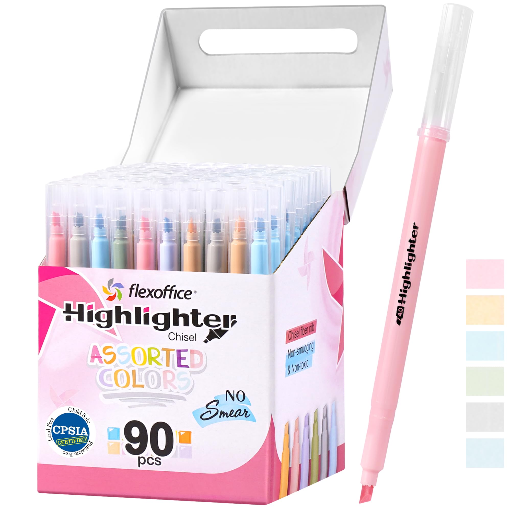 FLEXOFFICE 90 Count Bible Highlighters No Bleed Through, 6 Morandi Colors, Muted Pastel Highlighter Markers Assorted Colors Bulk for Study Bible, Journaling Supplies
