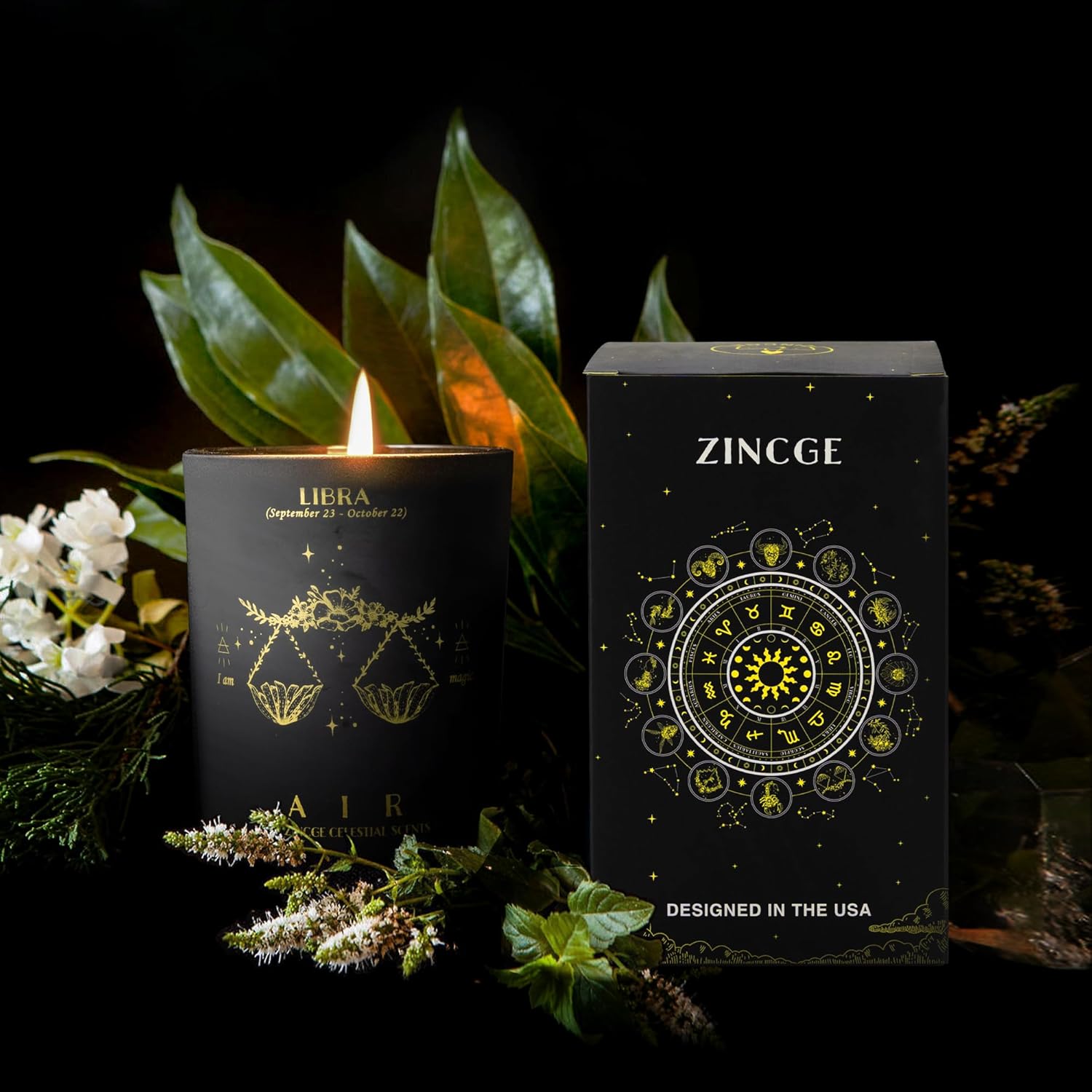 Aries Gifts for Women - Crystal Stone Rose Scented Candle with Zodiac Bracelet and Earrings - Zodiac Gift Set for Her Birthday, Astrology Lover, Christmas