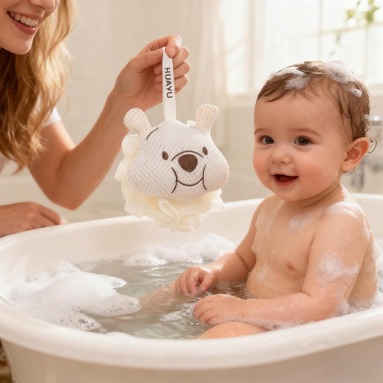 Kids Loofah, Cute Cartoon Animal Kids Bath Sponge with Hanging Rope, Soft Double Mesh for Rich Lather (Little Turtle) - Image 8