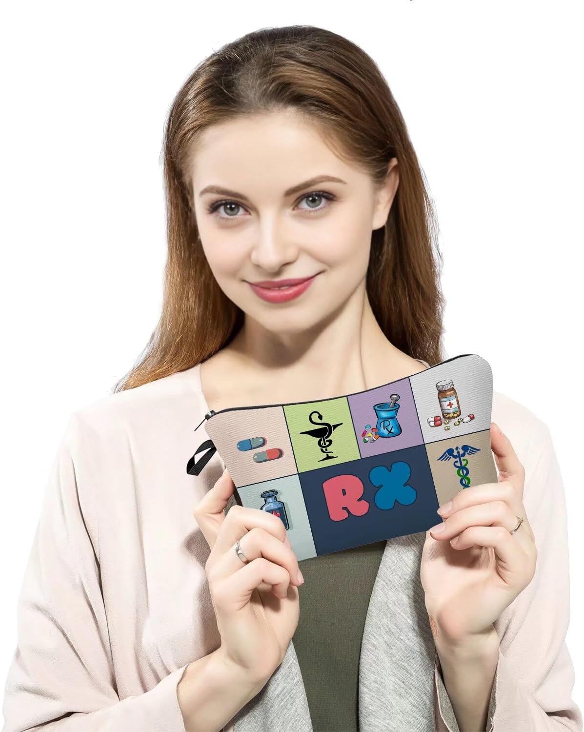 RX Present RX Cosmetic Bag Pharmacist Organizer Bag with Zipper Pharmacy Makeup Bag Graduation Present for Pharmacists Women - Image 3