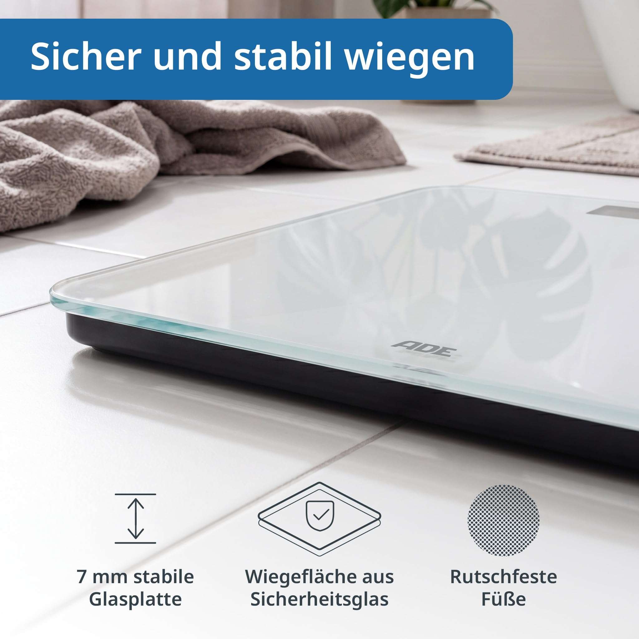 ADE Sprechende Personenwaage digital Deutsch | bis 250kg | Körperwaage mit Sprachausgabe in 5 Sprachen | sehr großes Display | ideal für Blinde, Sehbehinderte und Senioren