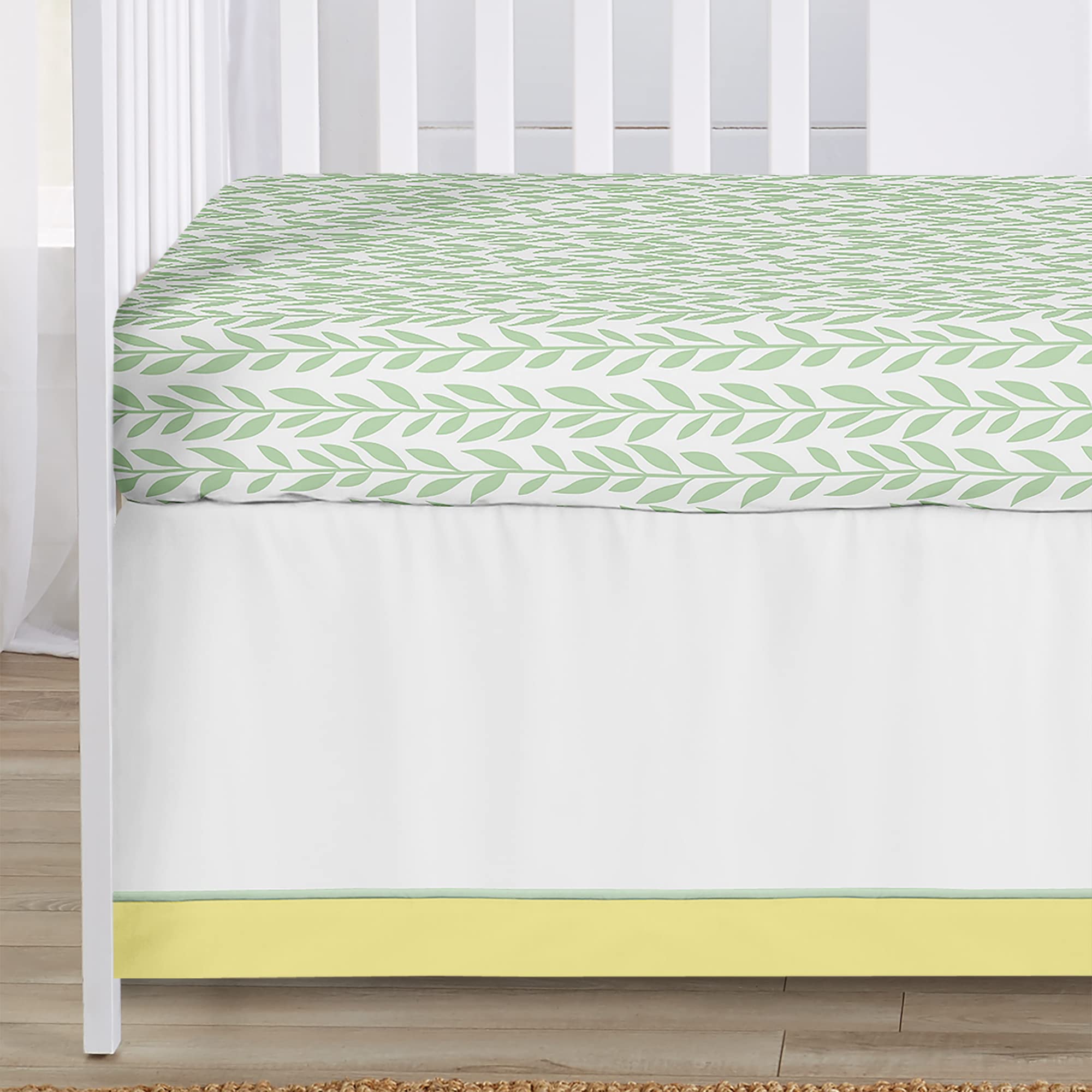 Sweet Jojo Designs Sunflower Boho Floral Crib Sheet - Yellow, Green & White Watercolor Print Fitted Sheet For Baby Crib