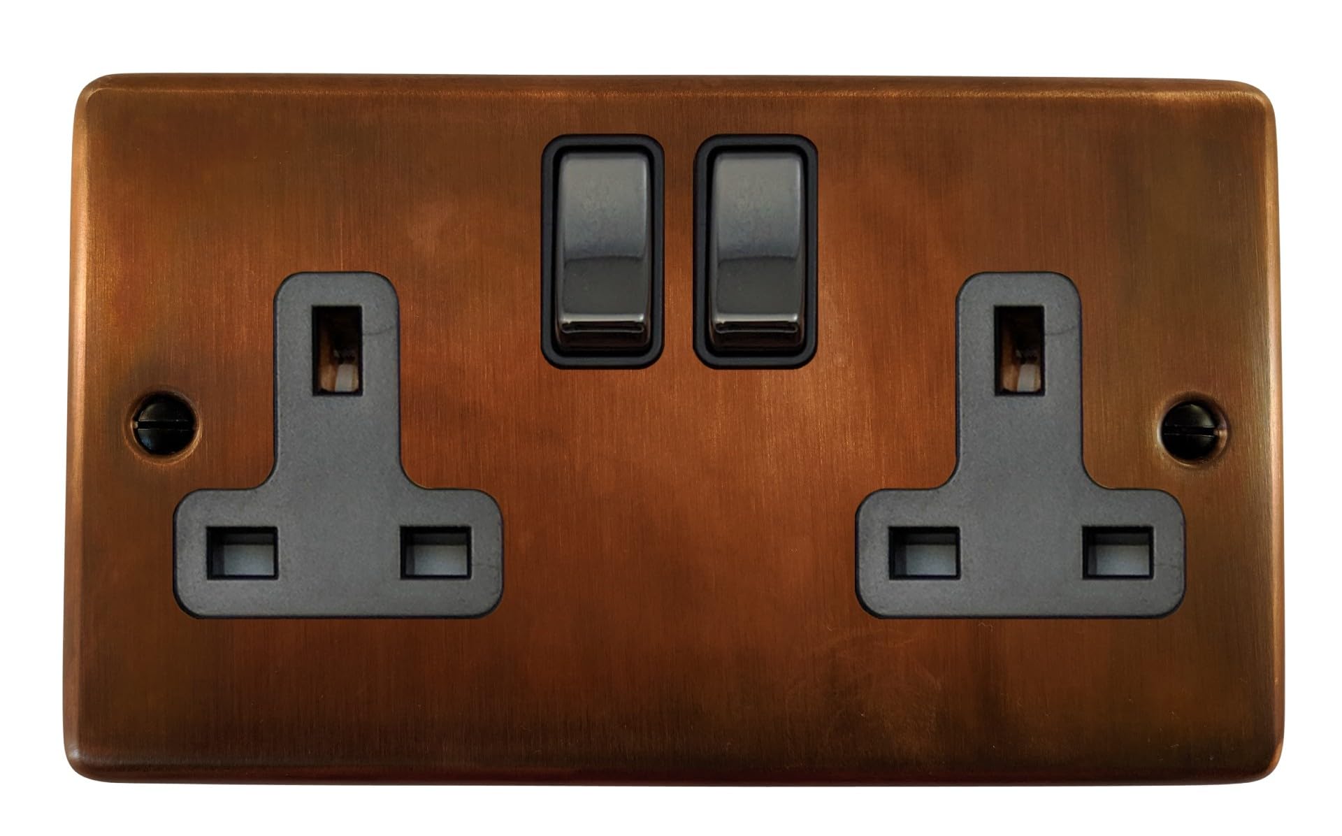 G&H Brassware Black Contour Tarnished Copper Double Socket ( Nickel Switch) - Ctc310