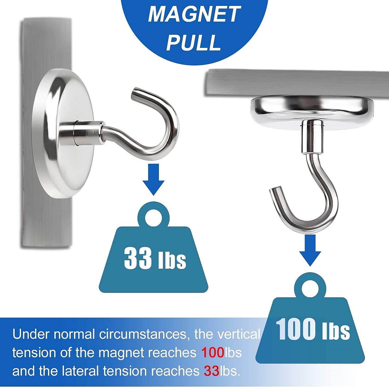 LOVIMAG Strong Magnetic Hooks, 100 lb Magnetic Hooks Heavy Duty for Hanging, Cruise, Grill, Fridge, Kitchen, Office, Workplace- 4pack