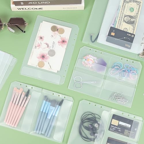 Miniatura 5 de Juego de 30 bolsillos para carpeta A5 sin cremallera, insertos transparentes para planificador de presupuesto a granel, organizador de carpeta de