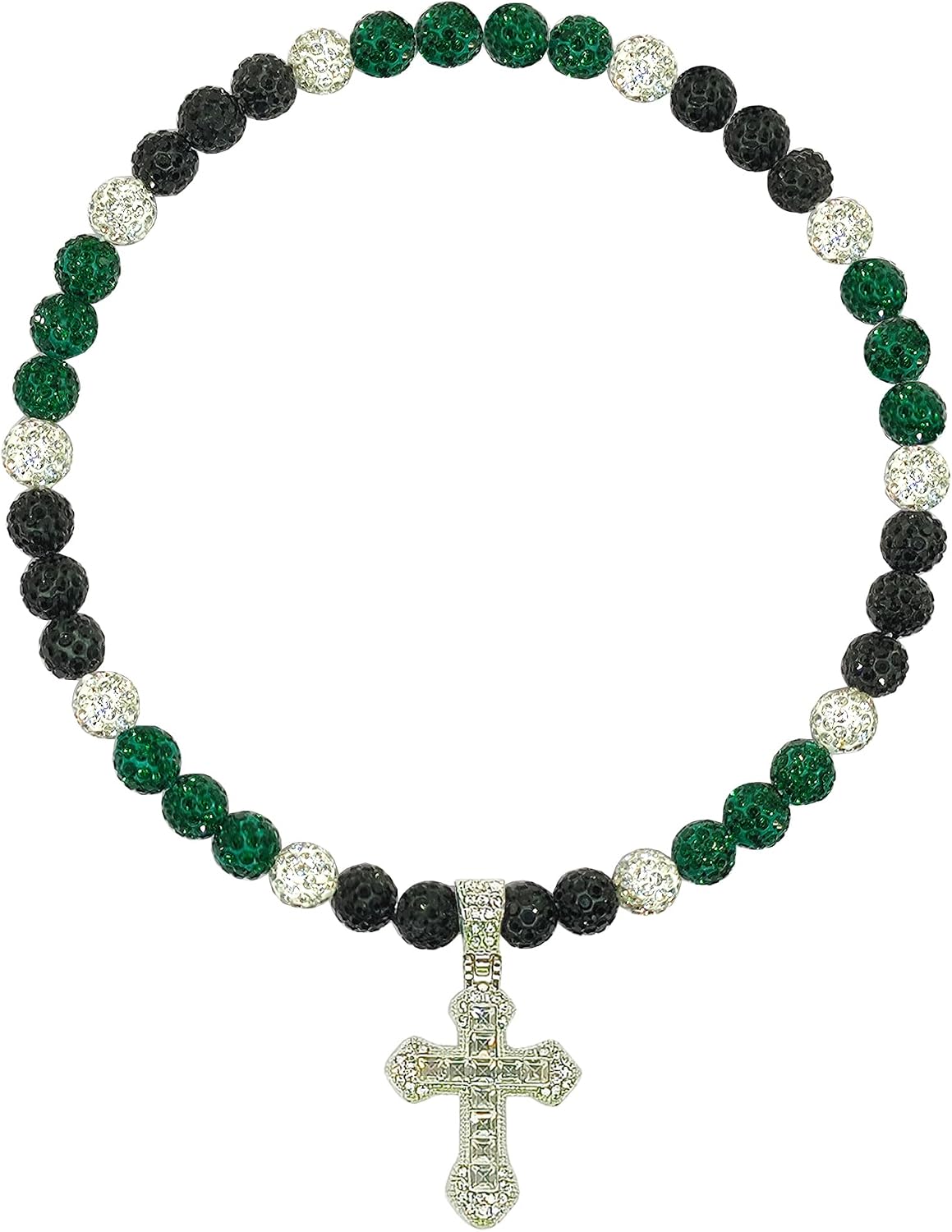 Baseball Necklace for Boys Men Bling Ice Collection Cross Pendant Necklace for Women Rhinestone Clay Beaded Discoball Accessories Gifts for Baseball Team Players Lovers