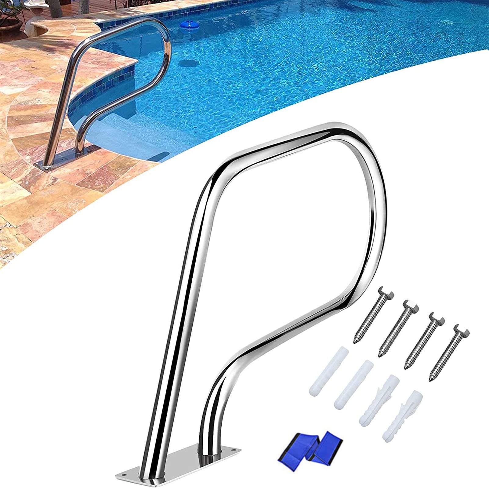 Rampe de piscine à 3 coudes pour sécuriser l'accès à l'eau des enfants et seniors