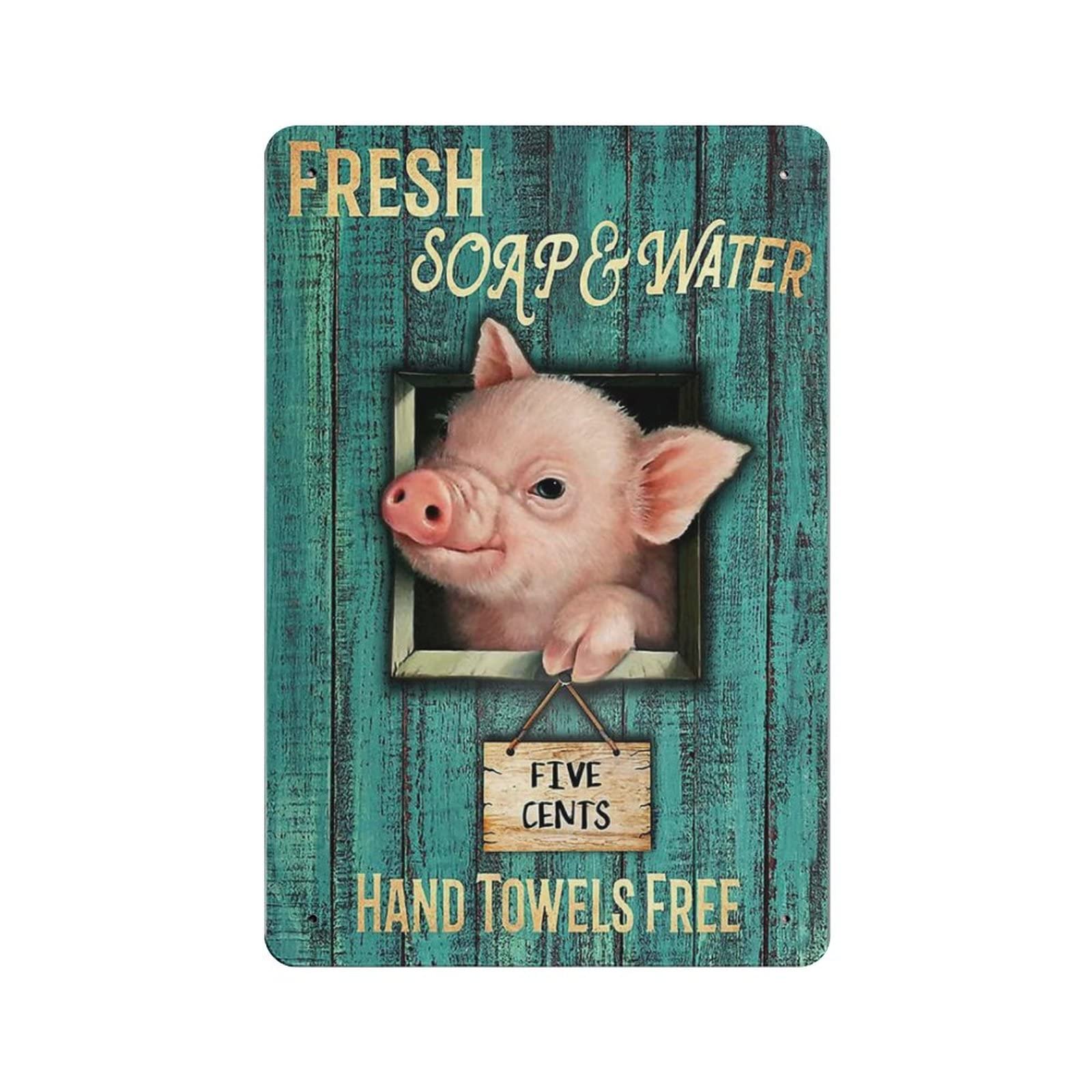 AOOEDM Pig Metal Signs for Garage Man Cave Bar Kitchen Coffee Tin Sign Nostalgic Wall Decor Signs Vintage Retro Poster