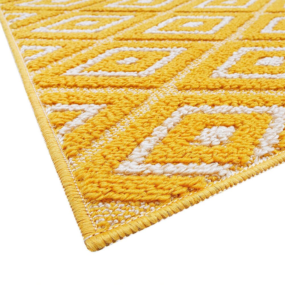 Tappeto Cucina 3D Made Italy - 50x190cm, Antiscivolo, Design Rombi, Giallo - Foto 11